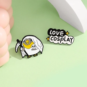 Ensemble de broches en émail créatives avec oiseau cosplay faucheur et texte LOVE COSPLAY