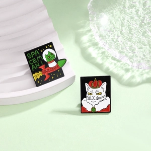 Creative Cartoon Alien Cat Rocket Enamel Brooch Pin Space Astronaut Cat Crown King Cat Alloy Lapel Pin Backpack Jewelry