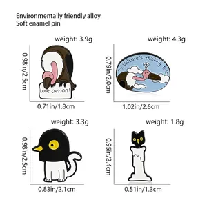 Cartoon Halloween Geist Katze und Geier Emaille Pins Set aus weichem Legierungsmetall