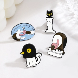 Kreatives Cartoon Halloween Geist Katze und Geier Emaille Brosche Set für Metall Accessoires