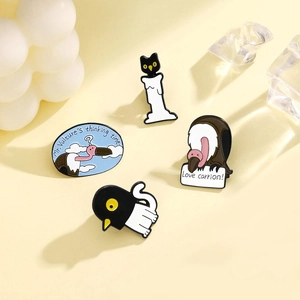 Kreatives Cartoon Halloween Geist Katze und Geier Emaille Pin 4er Set für Kleidungsstücke