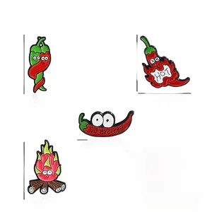 Detailed size and weight chart for creative red chili and dragon fruit enamel pins