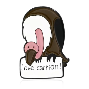 Cartoon Geier Emaille Anstecknadel mit Love Carrion Schild aus Zinklegierung für Kleidung