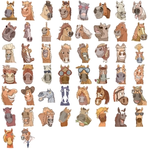 Lot de 50 autocollants de chevaux rigolos pour guitare et portable, déco DIY étanche