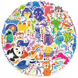 50 stickers animaux de dessin animé imperméables pour guitare et ordinateur portable