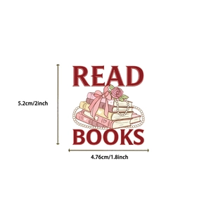 Detailed size view of Bookish stickers with books, roses and pearls for DIY decor