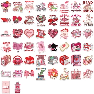 Set di 50 adesivi a tema libri per San Valentino per laptop, chitarra e decorazione