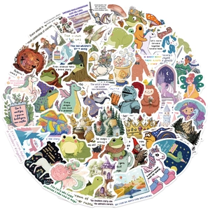 50pcs fairy tale cartoon stickers set for laptop and guitar decoration with inspirational quotes