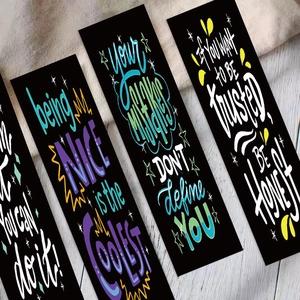 Lot de marque-pages colorés avec citations inspirantes et motifs artistiques modernes