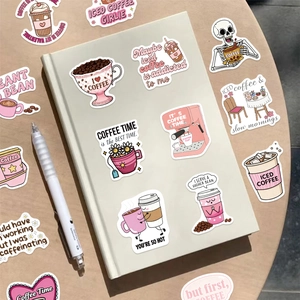 Set of 100 funny coffee theme doodle stickers for DIY laptops and luggage decoration