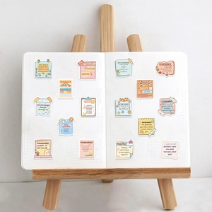 Autocollants de scrapbooking dessinés à la main avec citations sur carnet à carreaux