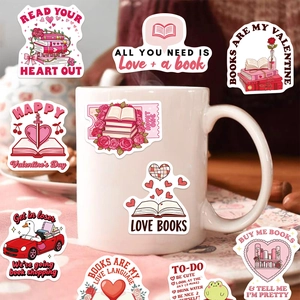 100pcs cartoon bookish and valentine stickers for decorating laptops and water bottles
