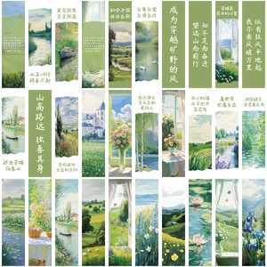 Set di 30 segnalibri artistici in carta stile pittura a olio con paesaggi naturali