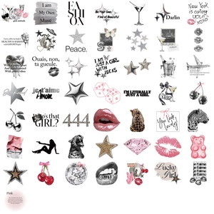 50-piece Silver Lucky Girl Y2K aesthetic waterproof stickers for laptop and guitar