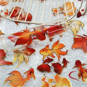 50 pieces of waterproof golden koi fish stickers in transparent PET for DIY scrapbooking