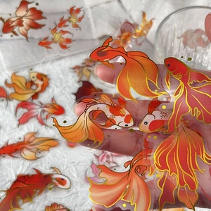 50 Pcs gold stamped koi fish stickers in waterproof PET material for journals and DIY decor