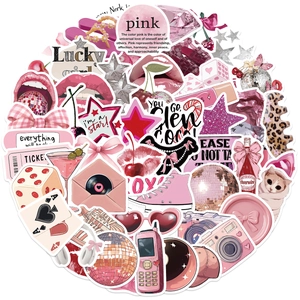 Lot de 50 stickers roses Downtown Girl pour ordinateur guitare et décoration étanche DIY