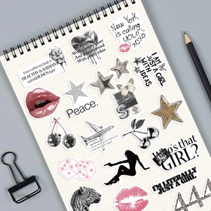 50pcs Silver Lucky Girl waterproof graffiti stickers for guitar laptop luggage decoration