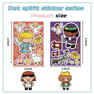 Pet spirit cartoon angel sticker sheets size guide 4.3x6.3 inch for DIY crafts