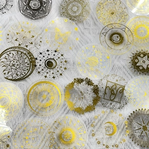 Adesivi Celesti in PET Bronzato Impermeabile Trasparenti Magica Luna Sole Mandala Decalcomanie per Scrapbooking Diario Decorazione Fai da Te