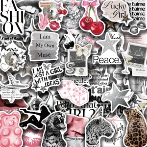 Y2K Lucky Girl Waterproof Sticker Pack For Laptop Guitar Luggage DIY Decorative PVC Adhesive Decal Aesthetic Retro Style