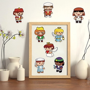 Set of 8 cartoon angel stickers for DIY phone cases and notebooks decoration