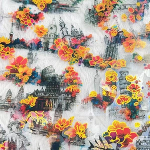 50pcs waterproof floral stickers with world landmarks and gold foil for DIY decoration