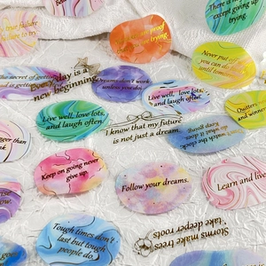 50 pieces of waterproof PET gold-edged stickers with motivational quotes for journals