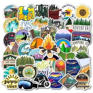 Waterproof Outdoor Adventure Camping Stickers PVC Nature Travel Decals For Suitcase Laptop Skateboard Car Phone Decoration