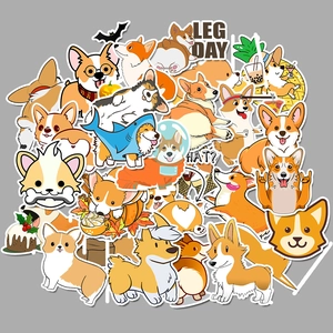 50pcs cute cartoon corgi waterproof PVC stickers for luggage and laptop decals