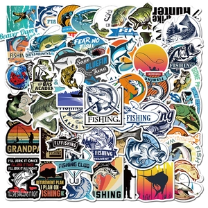 Autocollants de Pêche Imperméables pour Ordinateur Portable Bagages Gourde Graffiti Extérieur Décalcomanies pour Passionnés de Pêche PVC