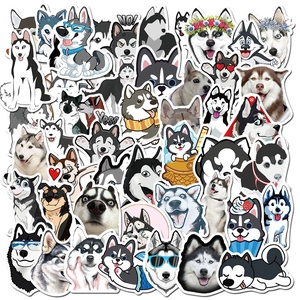Autocollants Husky Dessin Animé Mignon Pour Ordinateur Bagages Bouteille d'Eau Imperméable PVC Graffiti Chien Décalcomanies Décoration