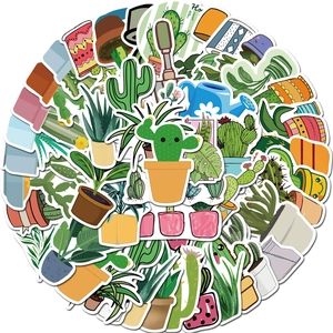 Lot de 45 stickers imperméables de cactus et succulentes pour valise et décor d'ordinateur