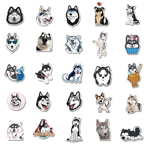 Lot détaillé de 25 autocollants Husky mignons et imperméables pour ordinateurs et valises