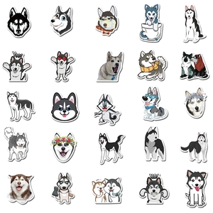 Lot de 50 autocollants husky mignons pour bagages et ordinateurs, design imperméable
