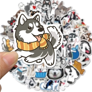 Autocollants de chien Husky mignon pour ordinateur portable en PVC étanche lot de 50