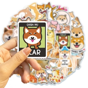 Waterproof Shiba Inu dog stickers set for luggage and laptop decoration with cute designs