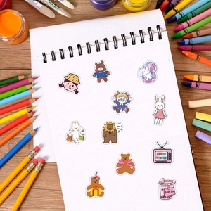 50 pieces of cute waterproof bear graffiti stickers for luggage and laptops in vibrant colors