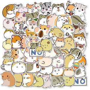 Cartoon Hamster Graffiti Stickers Waterproof PVC Matte Decals For Laptop Suitcase Water Bottle DIY Cute Animal Decorations