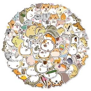 Cute Hamster Stickers Waterproof PVC Decals For Laptop Skateboard Luggage Phone Case Journal Decorative Stickers