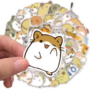 Set of 50 cute cartoon hamster stickers, waterproof vinyl decals for luggage and laptop
