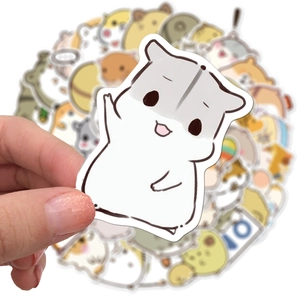 Set of 50 cute cartoon hamster stickers, waterproof vinyl decals for laptops and luggage