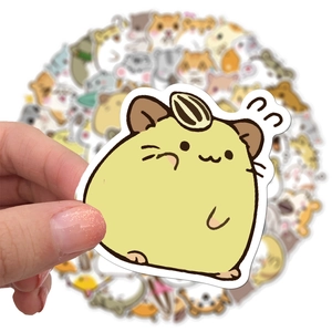 Set of 100 cute waterproof hamster cartoon stickers for luggage and phone cases