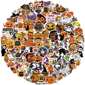 Detailed collection of waterproof Halloween pumpkin and ghost stickers for laptops