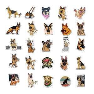 Set of 25 cute German Shepherd stickers with cartoon and realistic dog designs