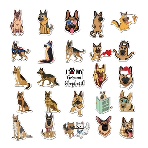 Detailed German Shepherd stickers showing unique cartoon and realistic dog designs