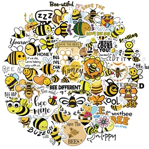 50 pieces of inspirational bee cartoon stickers for waterproof laptop and luggage decoration
