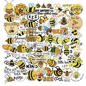 Waterproof Vinyl Bee Doodle Stickers For Laptop Guitar Suitcase Motivational Quotes Cartoon Animal Decals Bee Happy Save The Bees Decor