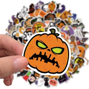 100pcs Halloween pumpkin stickers, waterproof vinyl decals for laptop and skateboard