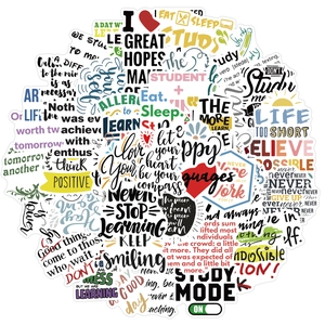 Adesivi Motivazionali con Slogan in Inglese Impermeabili in PVC Decalcomanie per Laptop Bagaglio Chitarra Bottiglia d'Acqua Studio Ape Girasole Adesivi Decorativi